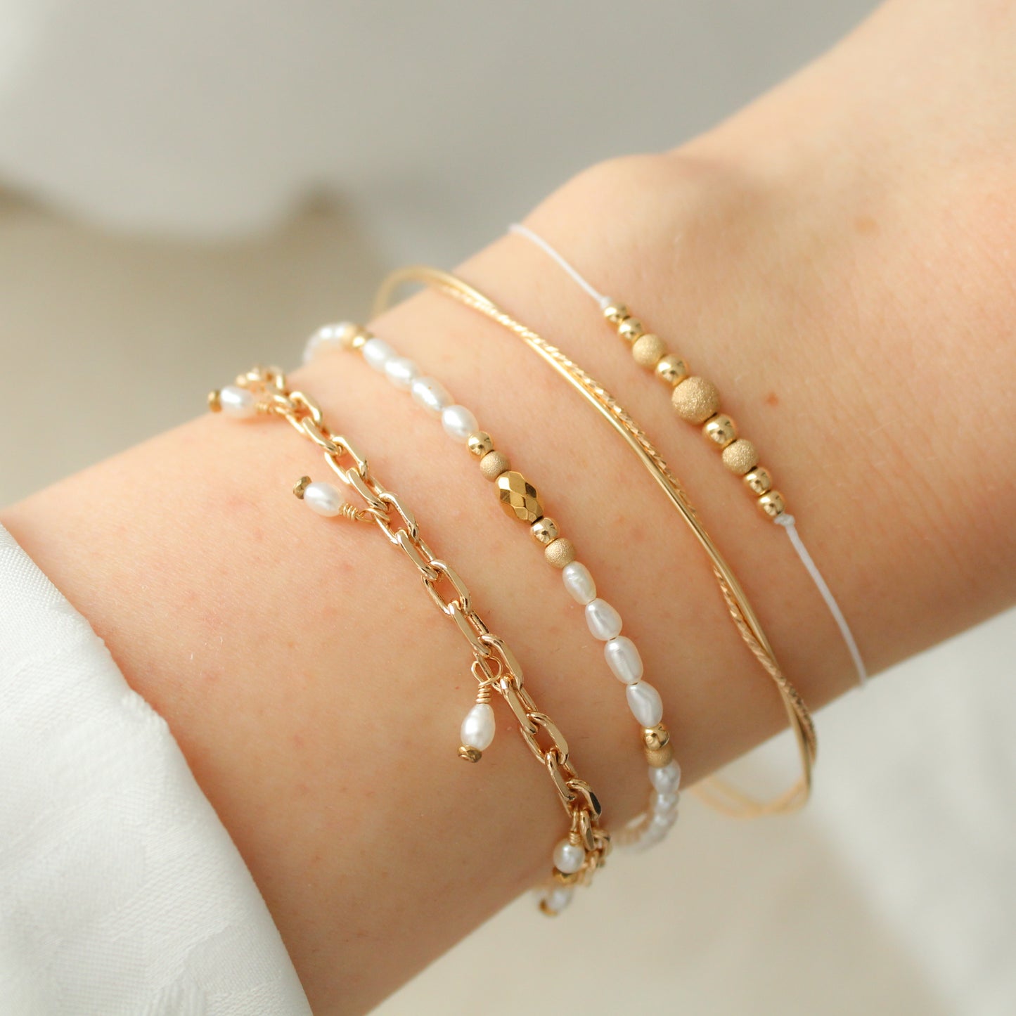 Bracelet Cordon Perles Diamants - ESTRELLA